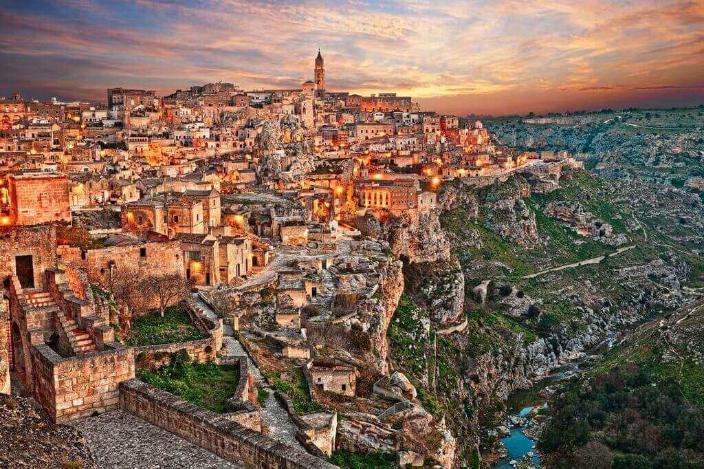 Matera Basilicata and city at dawn