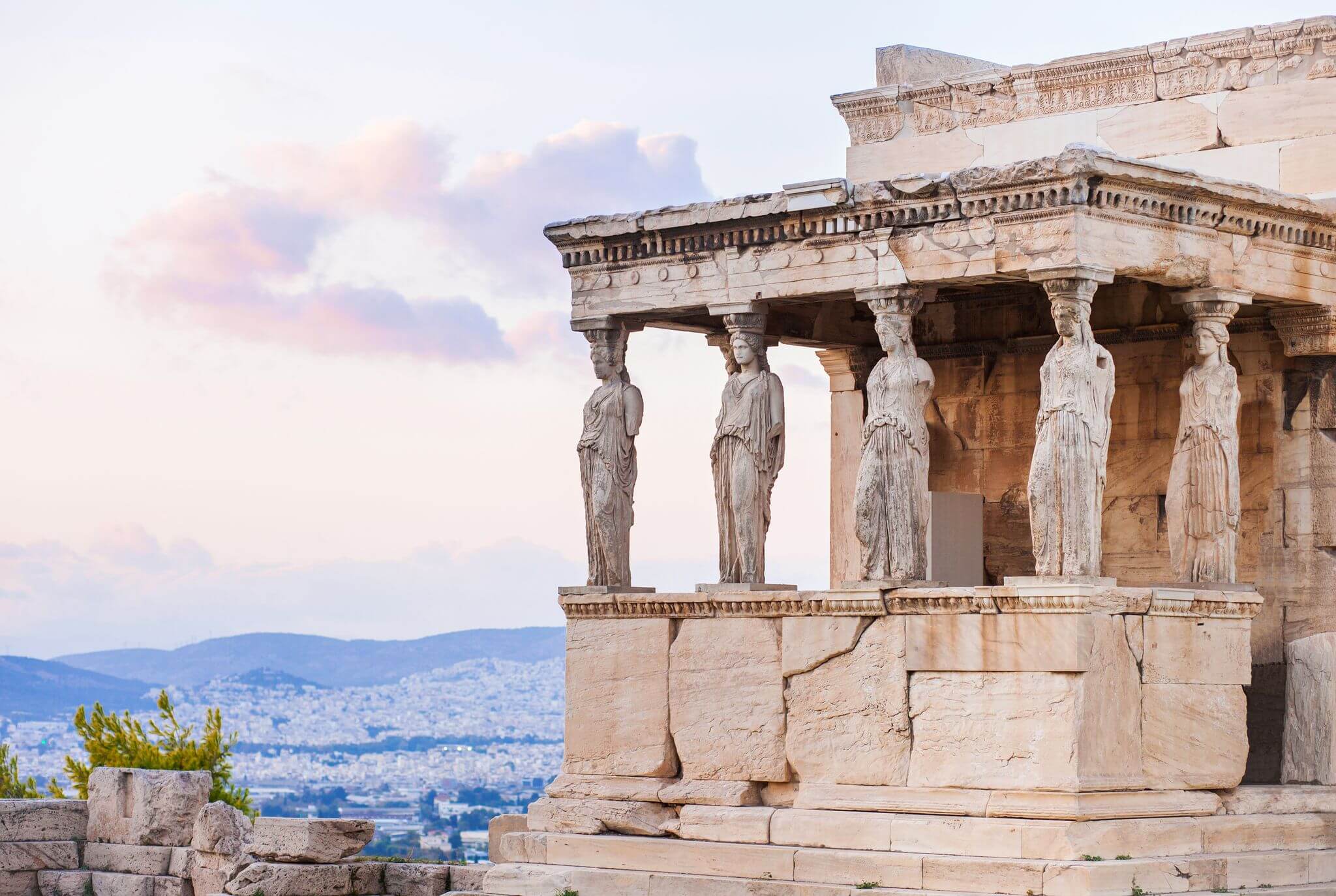 The six Caryatids supporting Erechtheion's porch, Acropolis of Athens