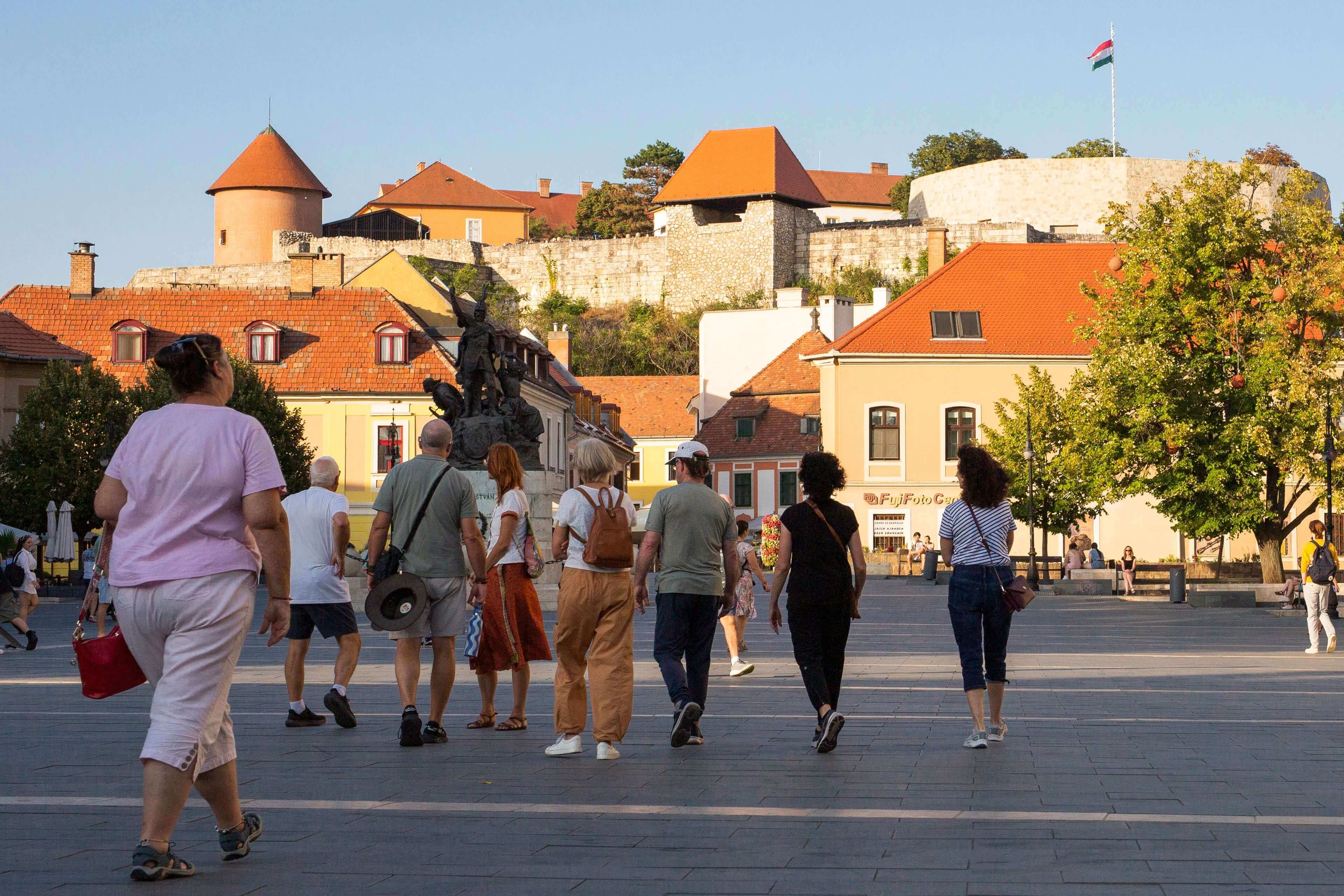 Group of mature adults in Eger, Hungary