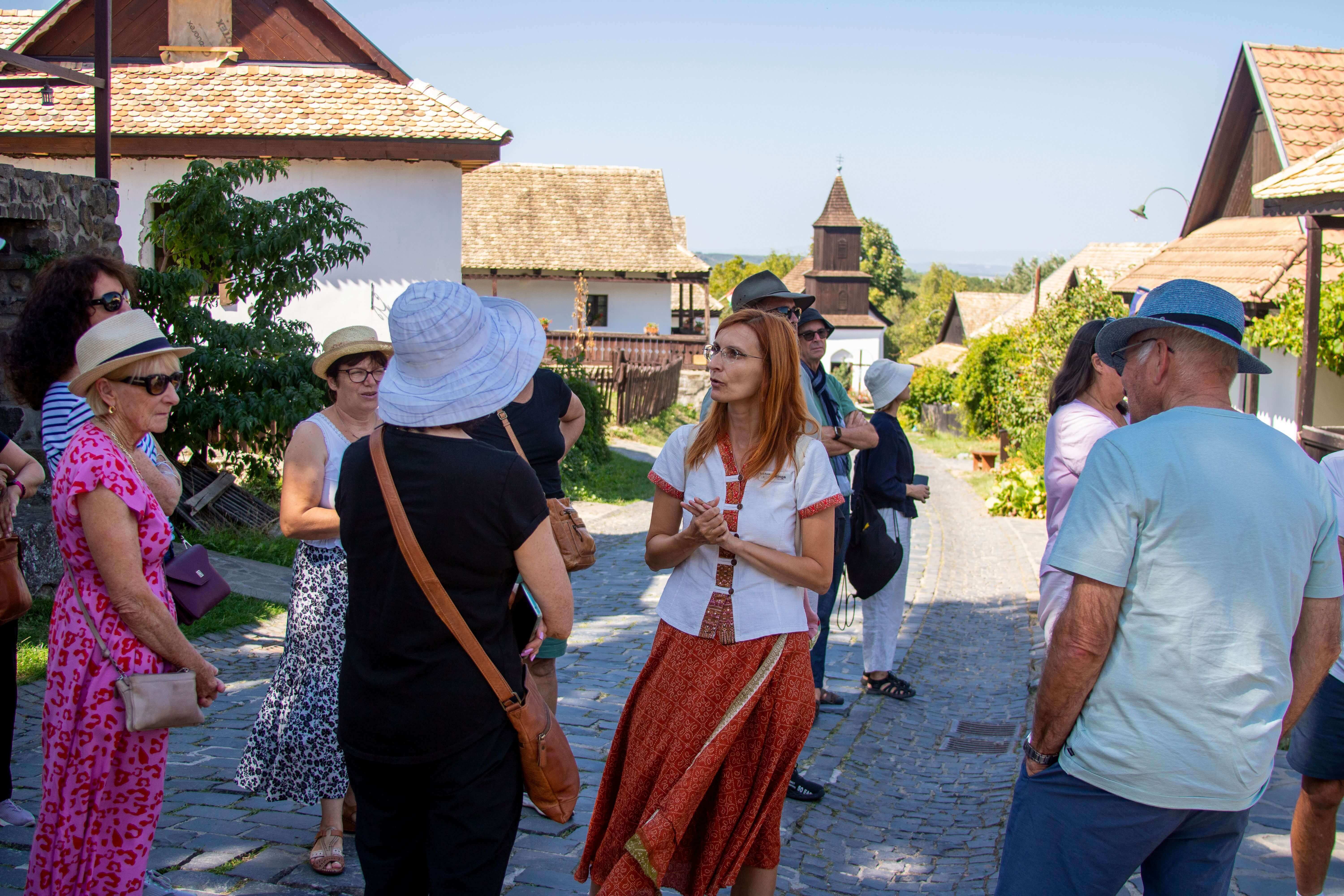 Group on walking tour in Hollóko, Hungary
