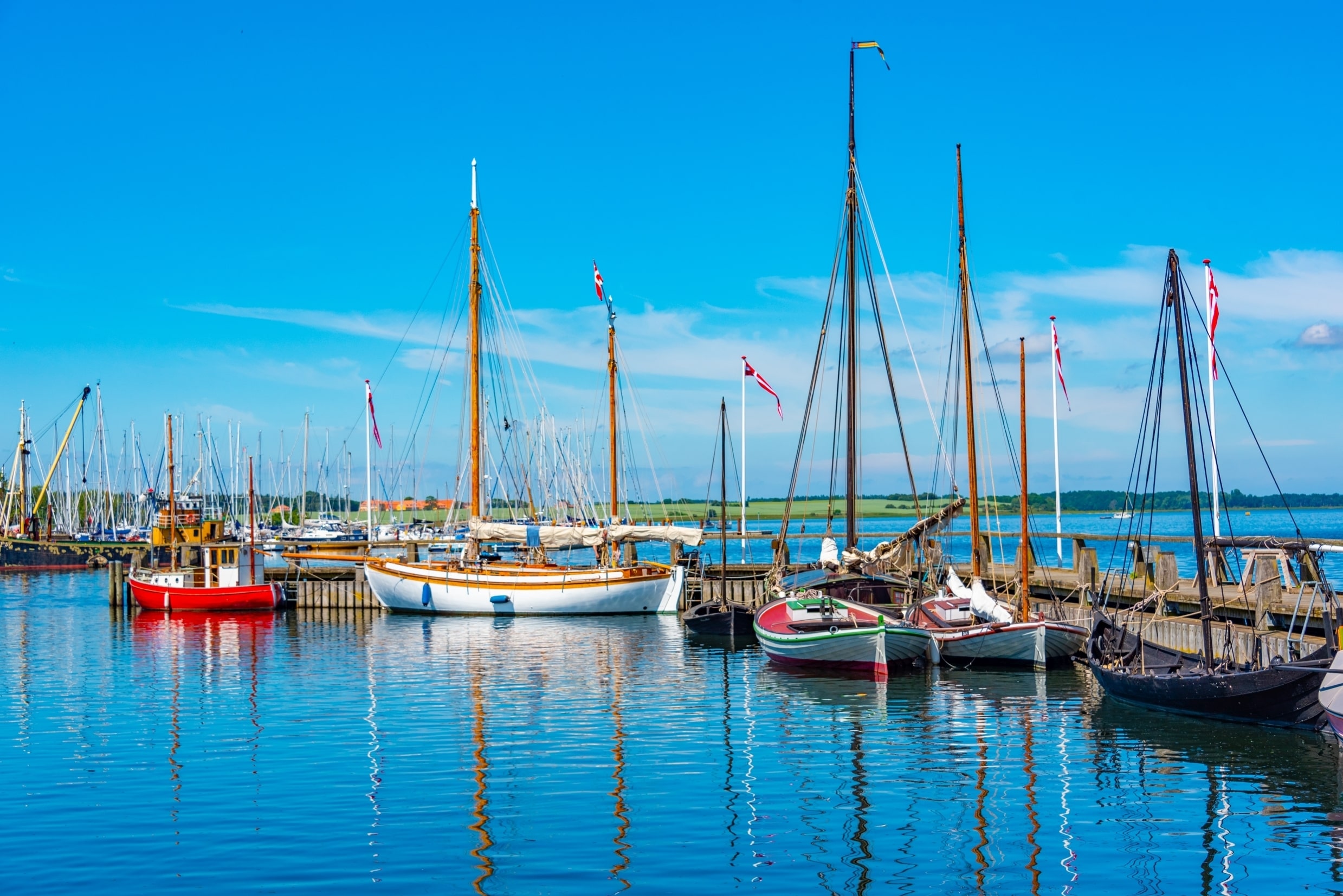Viking ships at the port of Roskilde in Denmark.