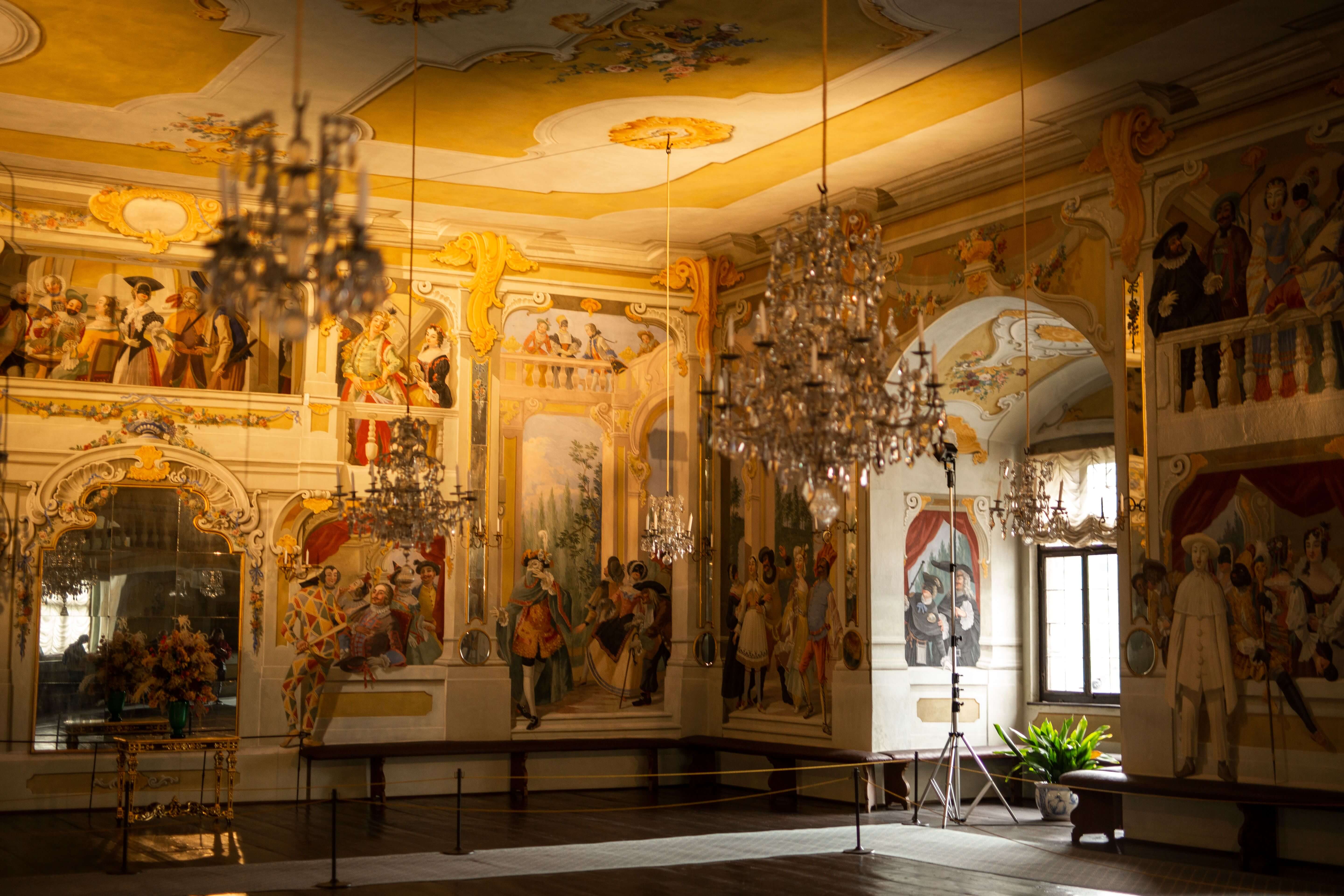 Inside opulent room at Czesky Krumlov Castle
