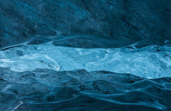 A glacier running through a crevice in Norway.