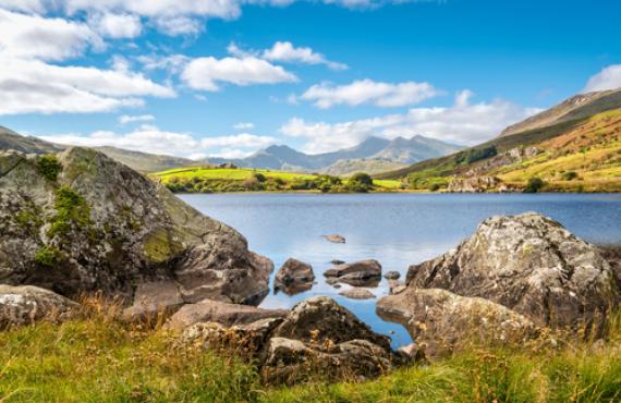 A view of the beautiful Snowdonia National Park in Wales.