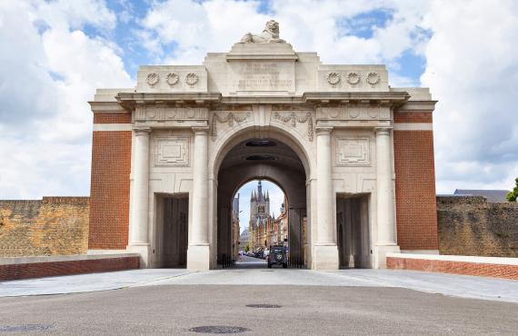 A view of the Menin gate at the Ypres War Memorial.