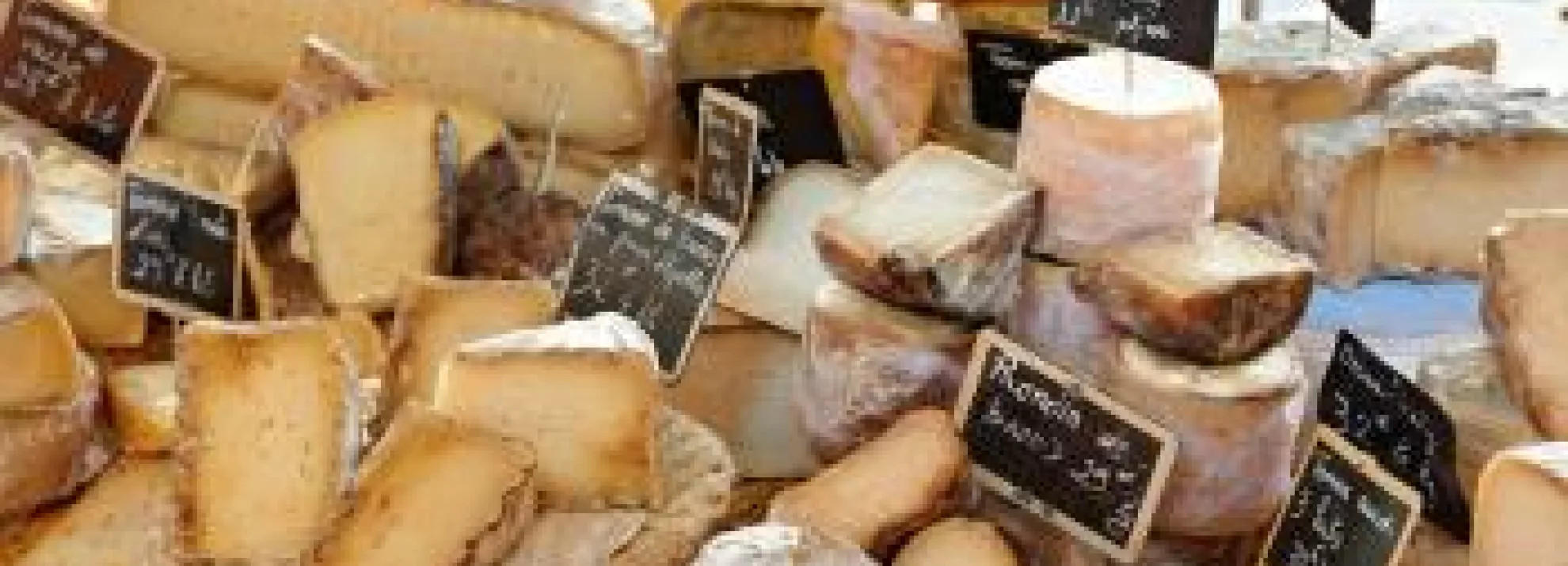 Various different cheese at the Provence market
