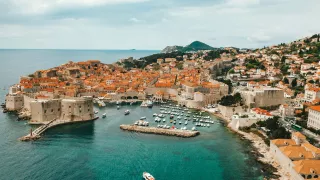 An overhead view of the Old Port in Dubrovnik.