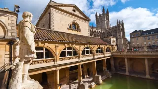 A view of the Roman Baths, excellently preserved.