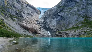 A view of the Briksdal Glacier in the Jostedal Glacier National Park, in Norway.