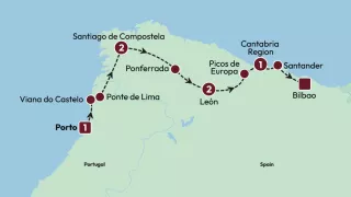 A Taste of the Camino: Porto to Bilbao 2026 map