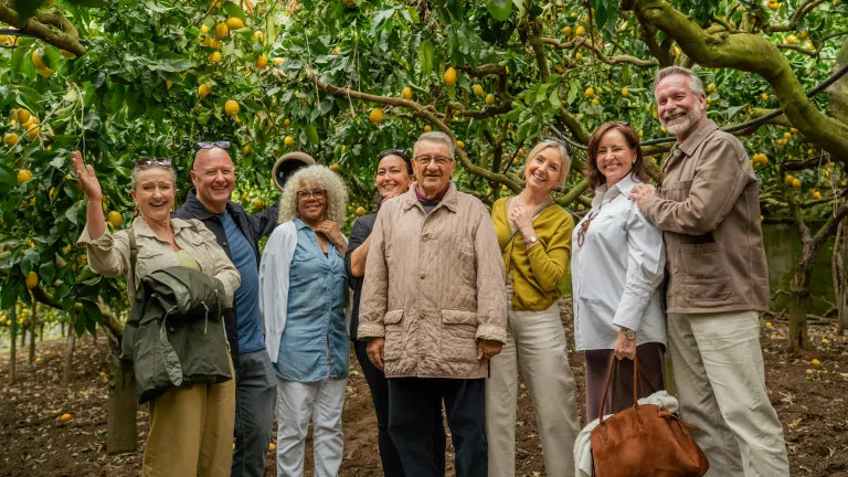Group of people in lemon grove
