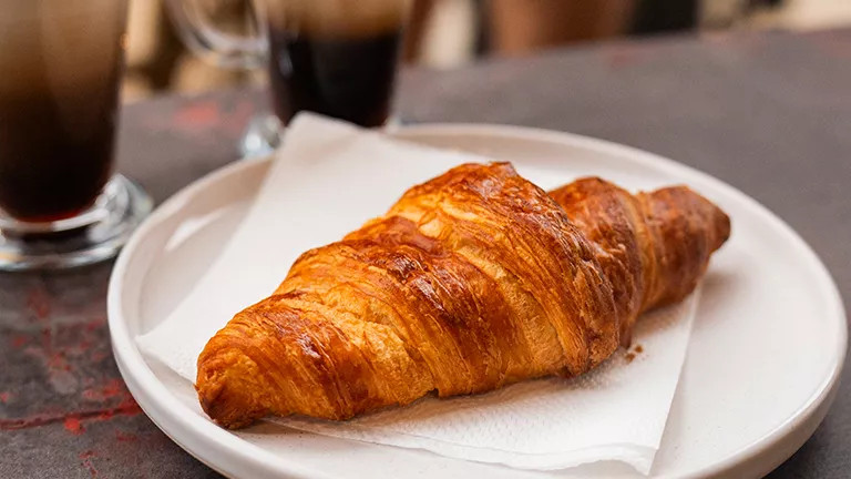 A freshly baked French croissant