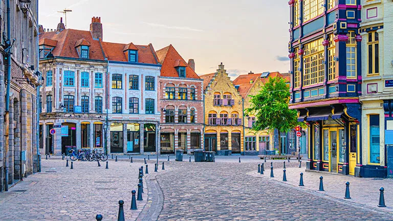 Colourful traditional buildings in Lille, France