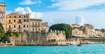 A view of the Ortigia seafront in Sicily.