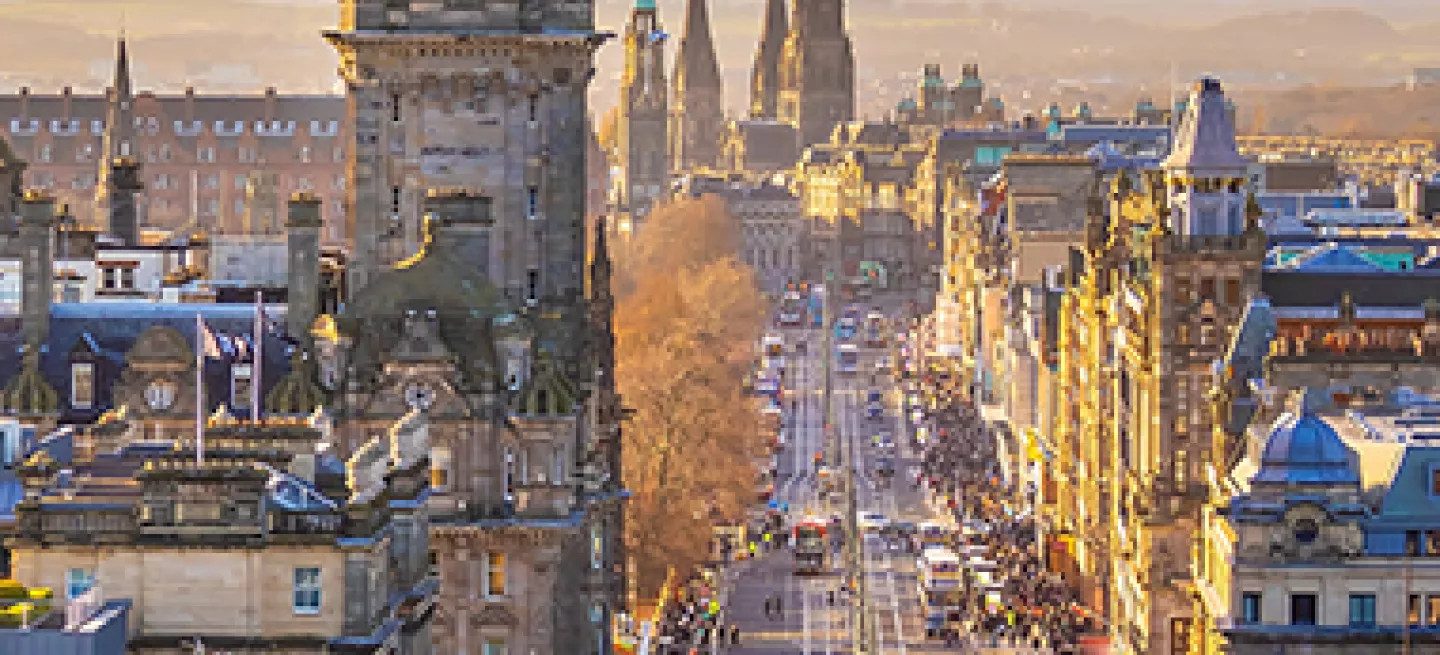 View of the skyline of Edinburgh, Scotland