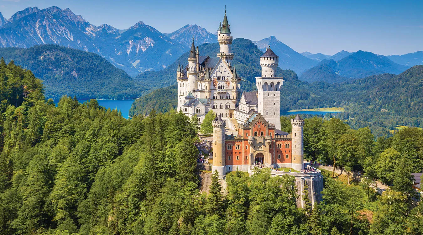 View of Neuschwanstein Castle in Schwangau, Germany