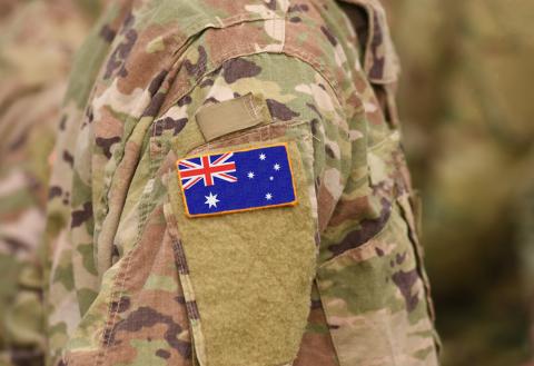 Australian flag on soldiers arm