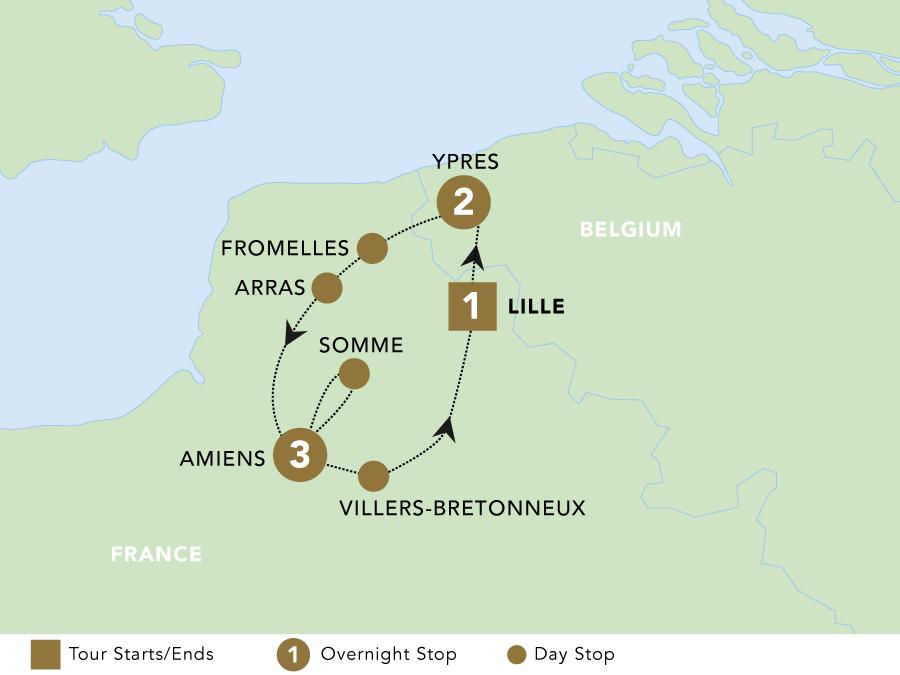 ANZAC on the Western Front: Dawn Service (Northbound) map 2025