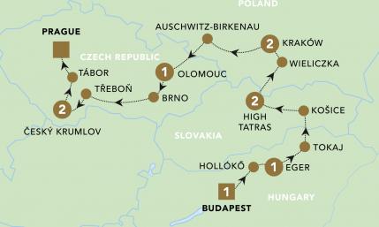 Explore Eastern Europe tour map for 2023