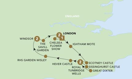 Chelsea Flower Show (Eastbound) tour map 2025.