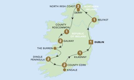 The Emerald Isle tour map 2025.