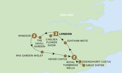 Chelsea Flower Show (Westbound) tour map 2025.
