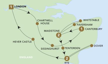 Kent: the Garden of England tour map 2025