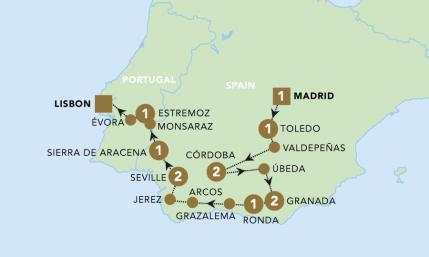 Iberian Inspiration tour map 2025