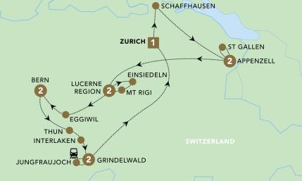 Mountains, Valleys and Lakes of Switzerland 2025 map