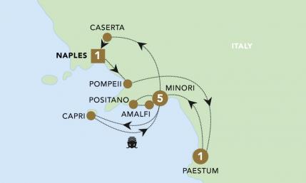 BSINN3 Enchanting Southern Italy tour map for 2023.