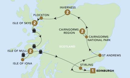 A Scottish Journey 2023 tour map for 2024.