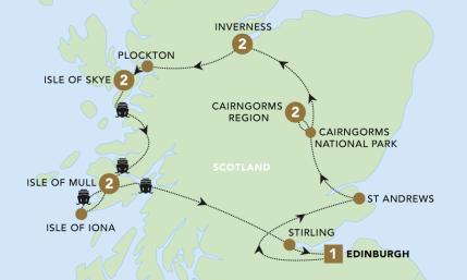 A Scottish Journey tour map 2025.