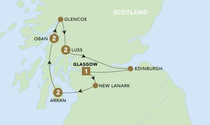 Scotland: Lochs and Landscapes tour map 2025.