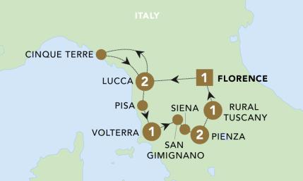 Tuscan Treats tour map 2025.