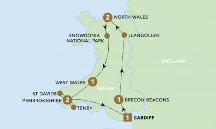 The Wonders of Wales tour map for 2024