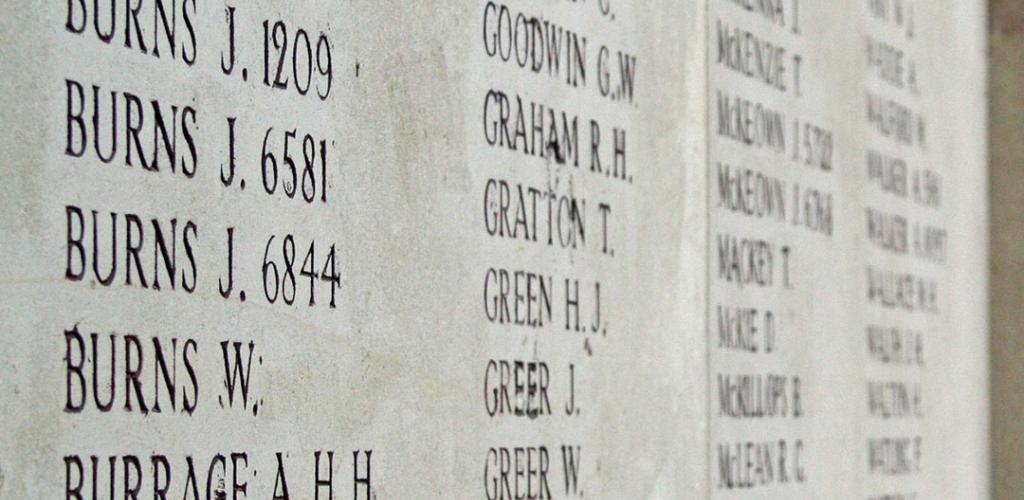 War memorial with names engraved