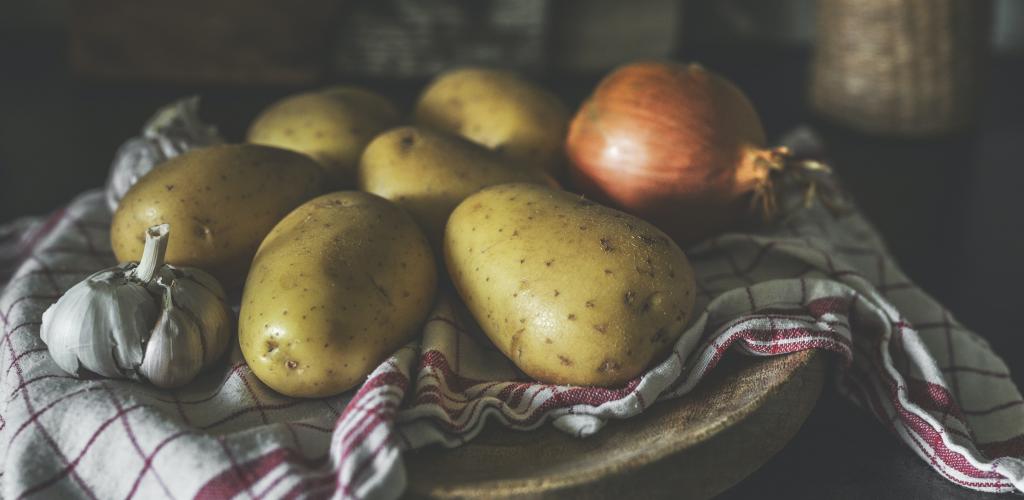 potatoes and onion on a plate