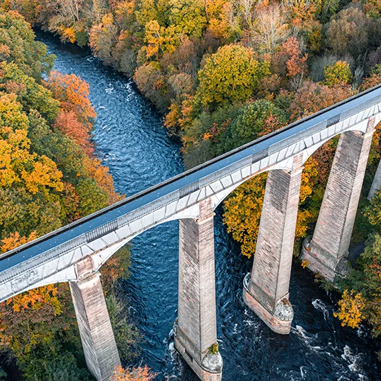An overhead view of the Pontcysyllte Aqueduct.